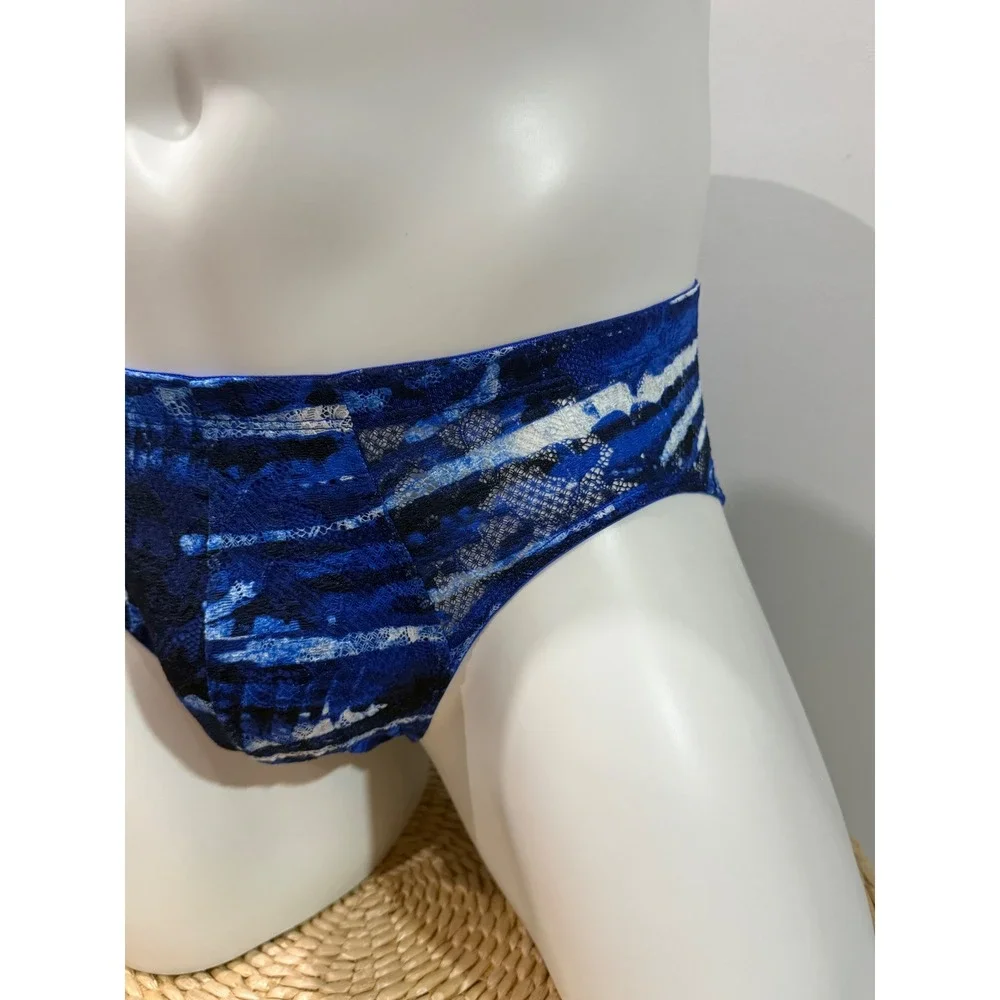 Cosabella Never Say Never Men's Lace Comfort Micro Brief Blue Print Size S